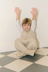 SLEEPING JUMPSUIT - VICHY BEIGE - TOG 2.5 - WITH SOCKS