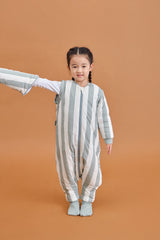 SLEEPING JUMPSUIT- POPCORN STRIPES - TOG 2.5 - WITH SOCKS AND SLEEVES