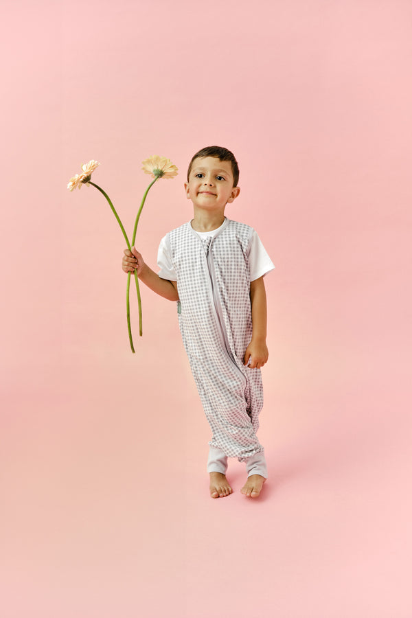 SLEEPING JUMPSUIT - VICHY GREY - TOG 0.5