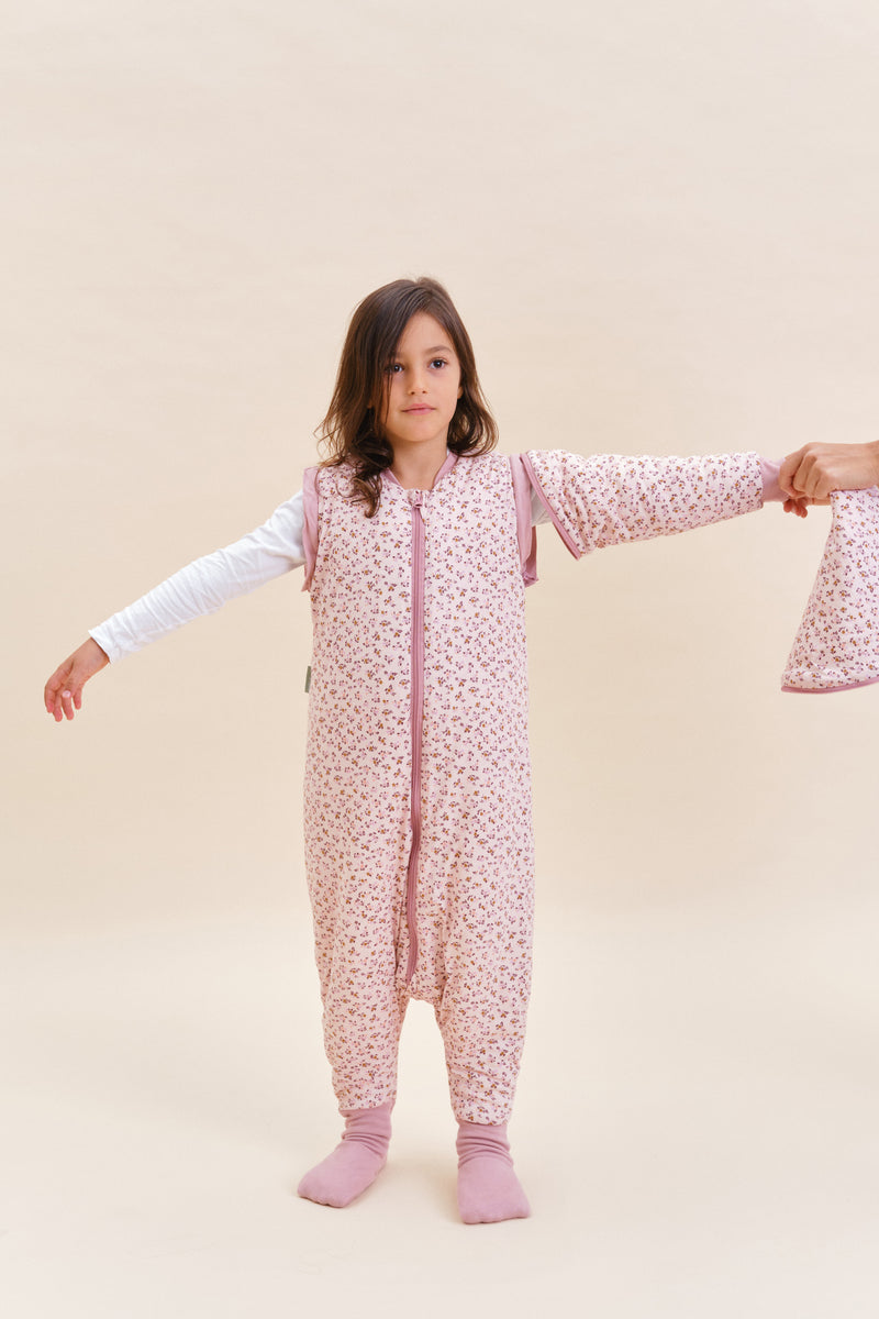 SLEEPING JUMPSUIT - MISTY ROSE - TOG 2.5 - WITH SOCKS AND SLEEVES